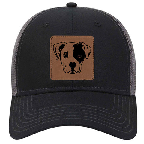 Puppy Dog Leatherette Patch 6 Panel Low Profile Mesh Back Trucker Hat - for Men and Women