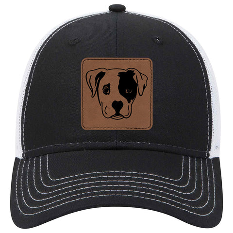 Puppy Dog Leatherette Patch 6 Panel Low Profile Mesh Back Trucker Hat - for Men and Women