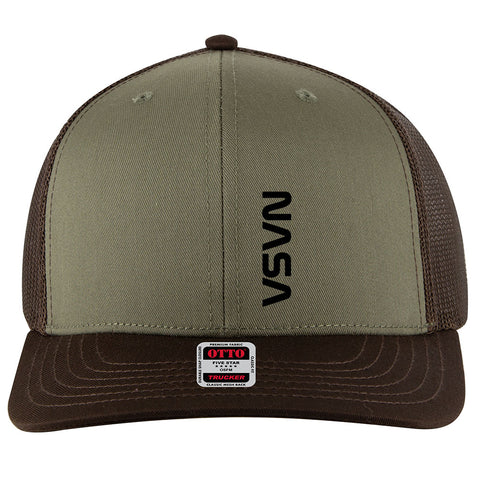 Black NASA Letter 6 Panel Mid Profile Mesh Back Trucker Hat - For Men and Women