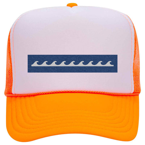 Wave Seamless Leatherette Neon 5 Panel High Crown Foam Mesh Back Trucker Hat - For Men and Women