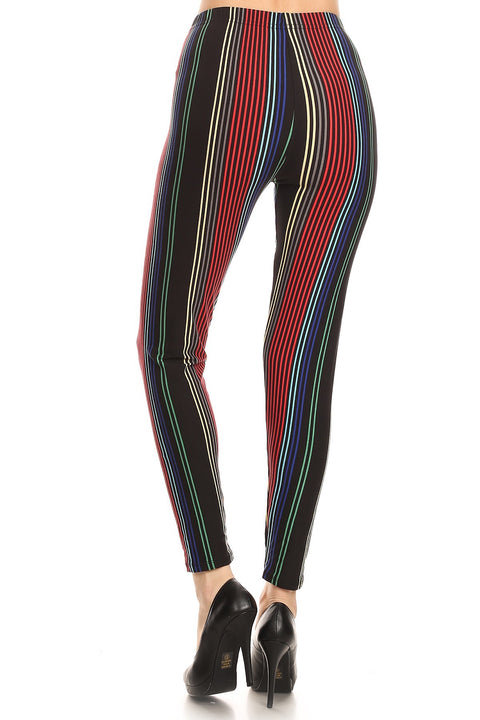 Women's Plus colorful Vertical Stripes Pattern Printed Leggings