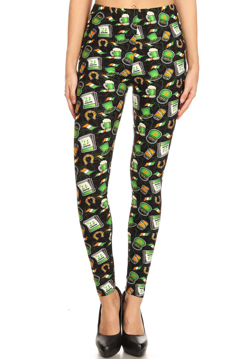 Women's Plus Saint Patrick's Day Theme Pattern Printed Leggings