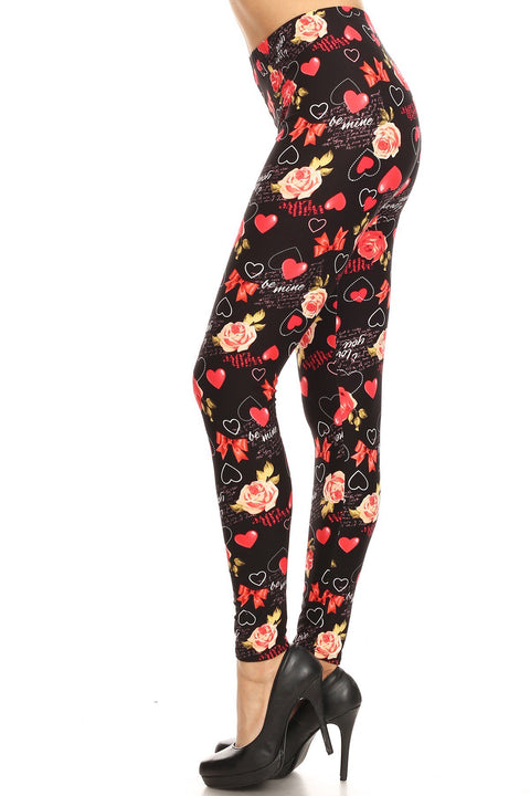 Women's Regular Valentine Theme Pattern Printed Leggings