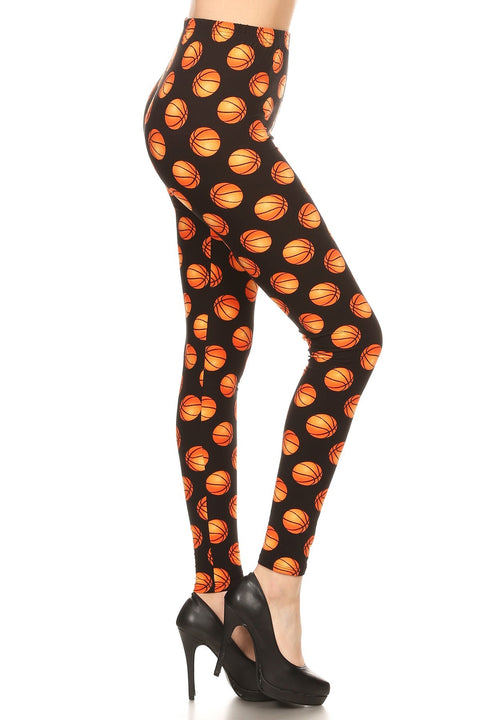 Women's Plus Basketball Sports Pattern Printed Leggings