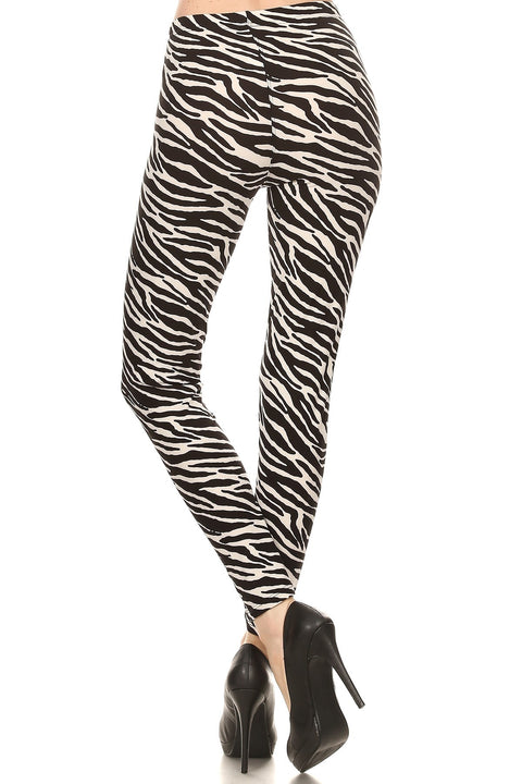 Women's Regular Zebra Animal Skin Full Length Pattern Printed Leggings