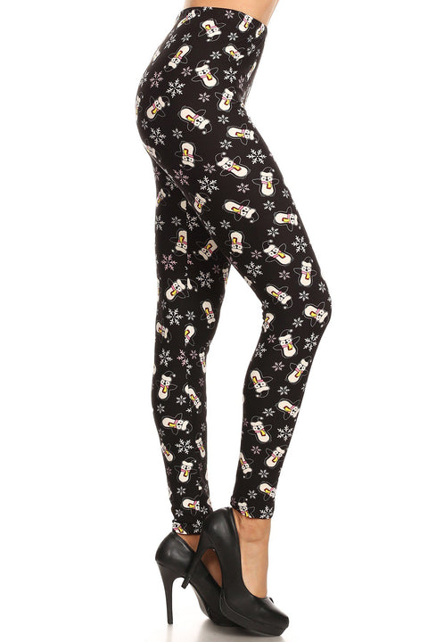 Women's Regular Penguin Snowman Snowflake Pattern Printed Leggings