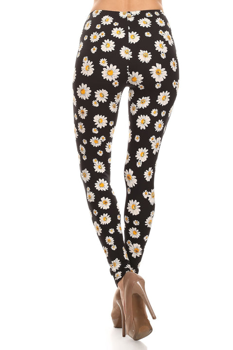 Women's Regular Vivid Daisy Couture Pattern Print Leggings