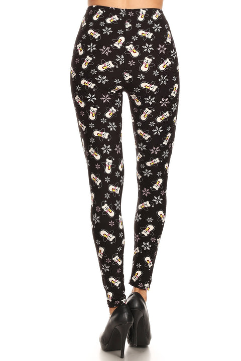 Women's Regular Penguin Snowman Snowflake Pattern Printed Leggings