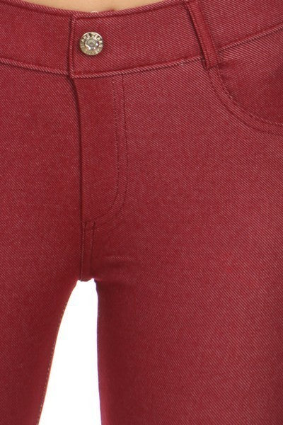 Women's Capri Stretchy Cotton-Blend Jeggings with 5 Pockets- Regular and Plus