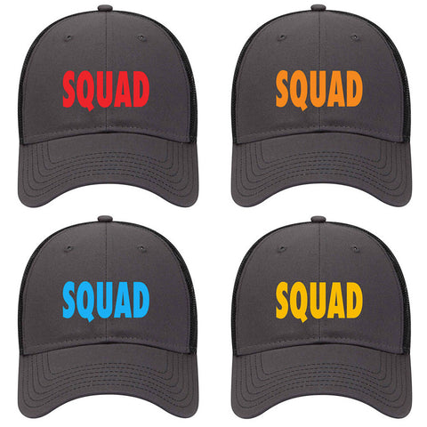Squad Printed 6 Panel Low Profile Mesh Back Trucker Hat - Bachelorette Party