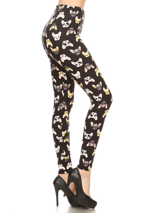 Women's Regular French Bulldog Animal Pattern Printed Leggings