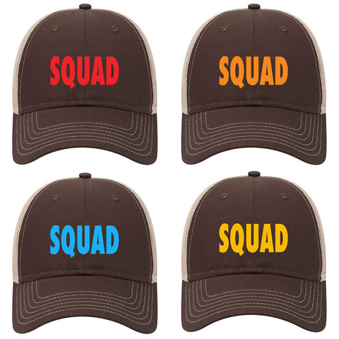 Squad Printed 6 Panel Low Profile Mesh Back Trucker Hat - Bachelorette Party