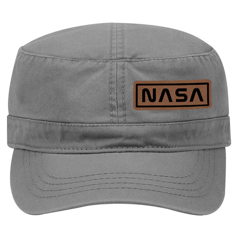 NASA Letter Leatherette Patch Garment Washed Superior Cotton Twill Military Hat for Men and Women