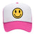 Yellow Happy Face Suede Like Feel Textured Printed 5 Panel Two Tone High Crown Mesh Back Trucker Hat