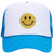 Yellow Glitter Happy Face Embroidered Patch Neon 5 Panel High Crown Foam Mesh Back Trucker Hat - For Men and Women