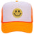 Yellow Glitter Happy Face Embroidered Patch Neon 5 Panel High Crown Foam Mesh Back Trucker Hat - For Men and Women