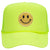 Yellow Glitter Happy Face Embroidered Patch Neon 5 Panel High Crown Foam Mesh Back Trucker Hat - For Men and Women