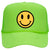 Yellow Happy Face Suede Like Feel Textured Printed Neon 5 Panel High Crown Foam Mesh Back Trucker Hat - For Men and Women