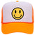 Yellow Happy Face Suede Like Feel Textured Printed Neon 5 Panel High Crown Foam Mesh Back Trucker Hat - For Men and Women