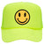 Yellow Happy Face Suede Like Feel Textured Printed Neon 5 Panel High Crown Foam Mesh Back Trucker Hat - For Men and Women