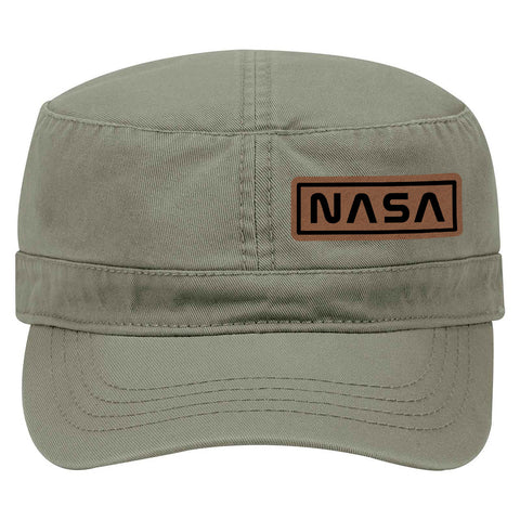 NASA Letter Leatherette Patch Garment Washed Superior Cotton Twill Military Hat for Men and Women