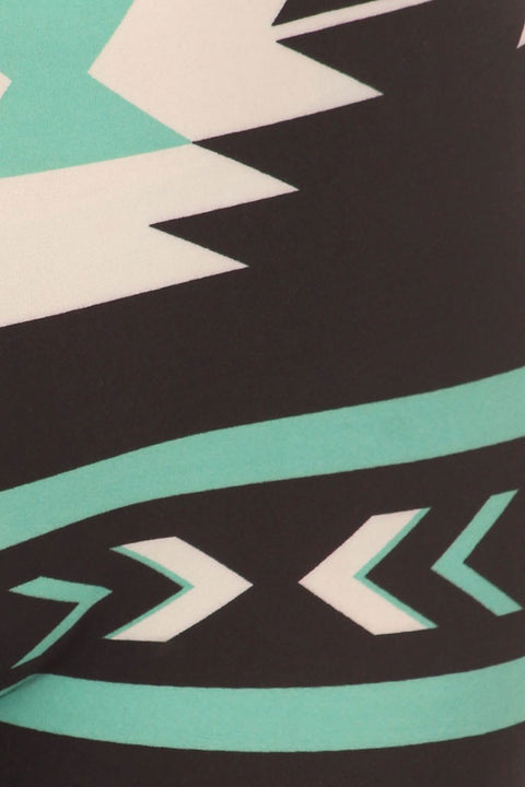 Women's Plus Aztec and Stripe Pattern Print Leggings