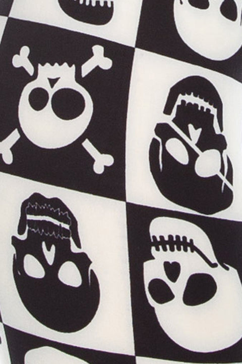 Women's Regular Black and White Skull Leggings