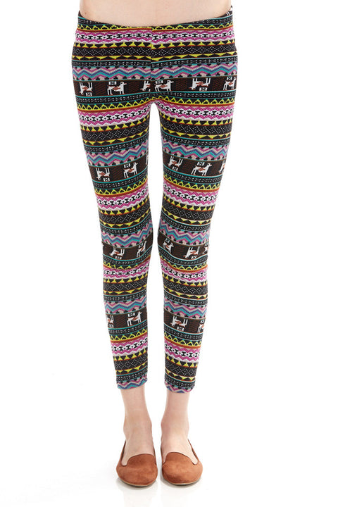 Women's Regular Dog Chevron Fleece Leggings
