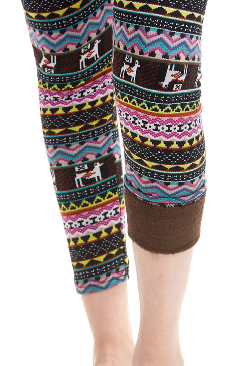 Women's Regular Dog Chevron Fleece Leggings