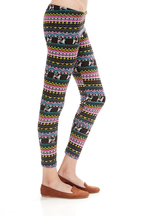 Women's Regular Dog Chevron Fleece Leggings