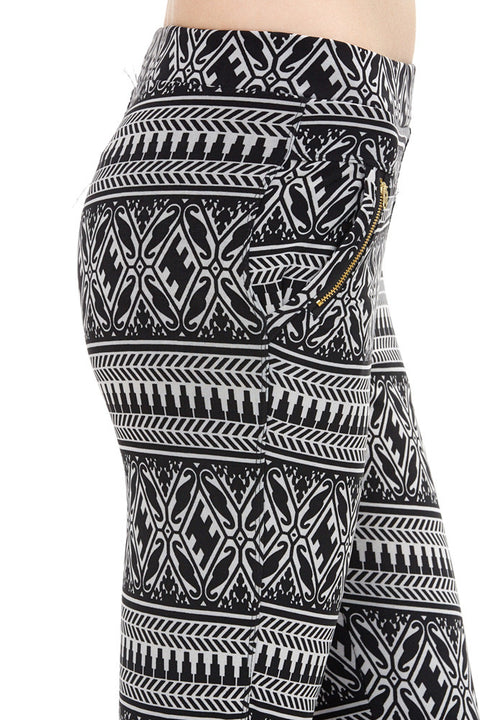 Women's Regular Black and White Lattice Pattern Leggings