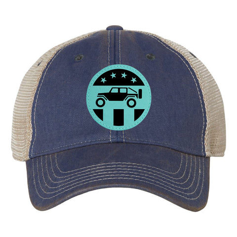 Off Road 4WD Leatherette Patch 6 Panel Unstructured Low Profile Mesh Back Old Favorite Trucker Caps - For Men and Women