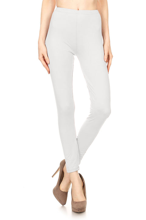 Women's Regular Solid Color Stretchable Peach Skins Fabric Leggings