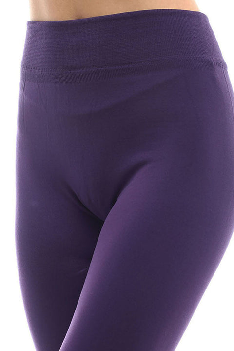 Women's Plus Solid Bright and Vibrant Color Fleece Leggings