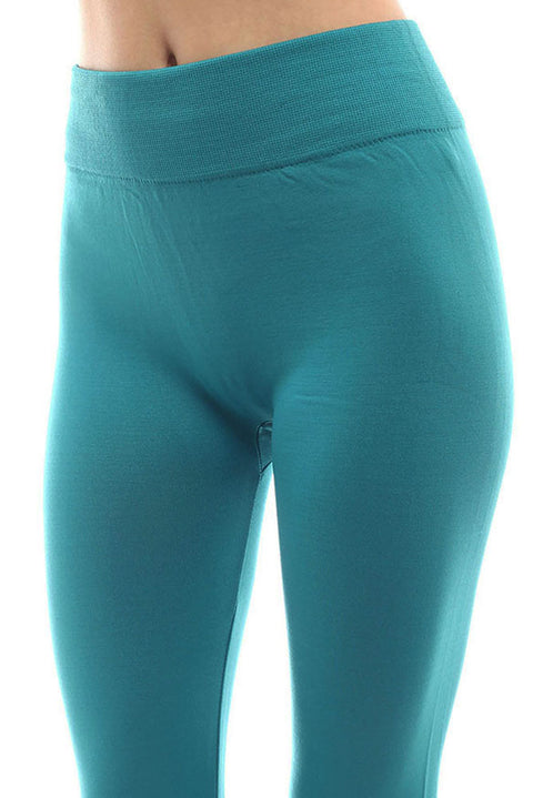 Women's Plus Solid Bright and Vibrant Color Fleece Leggings