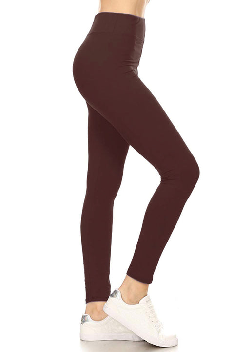 Women's High Waist Solid Yoga Work Out Pants Leggings for Regular and Plus