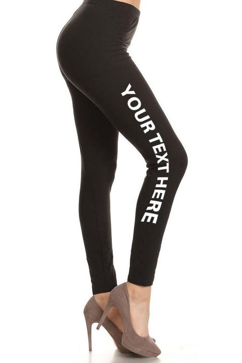 Your Own Text Customization Printed Leggings for Regular Plus 3X5X - Personalization