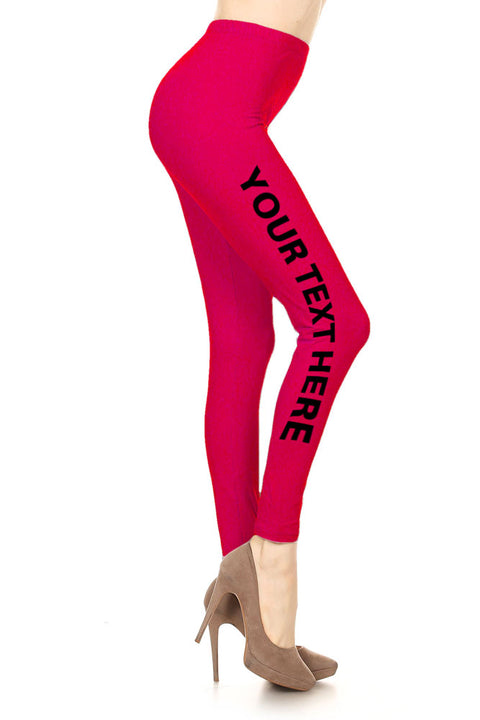 Your Own Text Customization Printed Leggings for Regular Plus 3X5X - Personalization