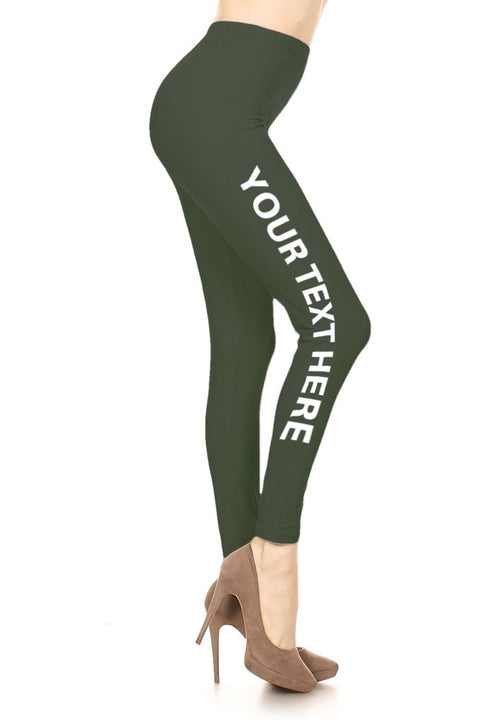 Your Own Text Customization Printed Leggings for Regular Plus 3X5X - Personalization