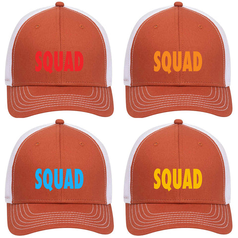Squad Printed 6 Panel Low Profile Mesh Back Trucker Hat - Bachelorette Party