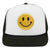 Youth Kid's Glitter Happy Face Embroidered Patch 5 Panel High Crown Foam Mesh Back Trucker Hat