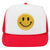 Youth Kid's Glitter Happy Face Embroidered Patch 5 Panel High Crown Foam Mesh Back Trucker Hat